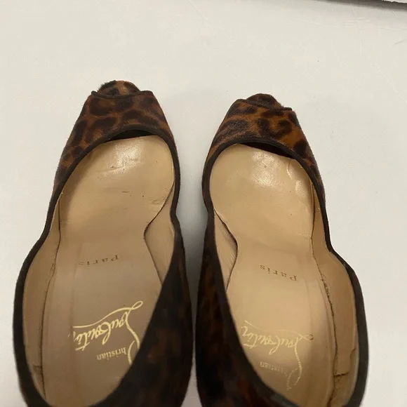 Christian Louboutin Open Toe Pumps Heels Ponyhair leopard 37